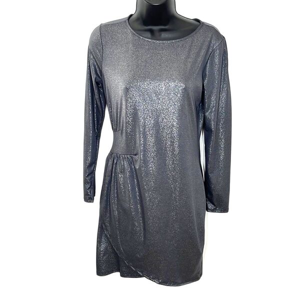 Tianna B. Metallic Shimmer Foil Asymmetrical Cocktail Dress Size Small NWT - Picture 3 of 13